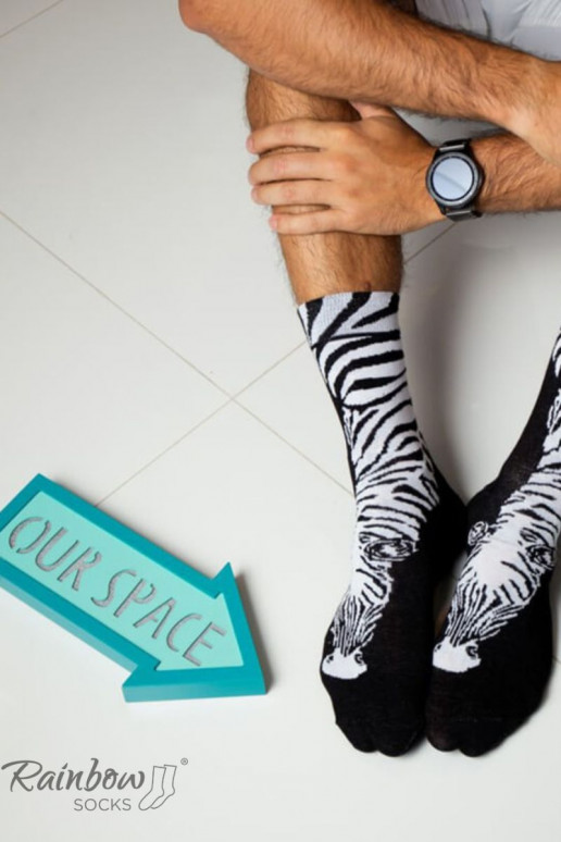 Rainbow Socks With Animal Motifs Zebra Panda Black And White 2 Pairs