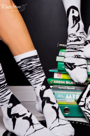 Rainbow Socks With Animal Motifs Orca Penguin Black And White 2 Pairs 2