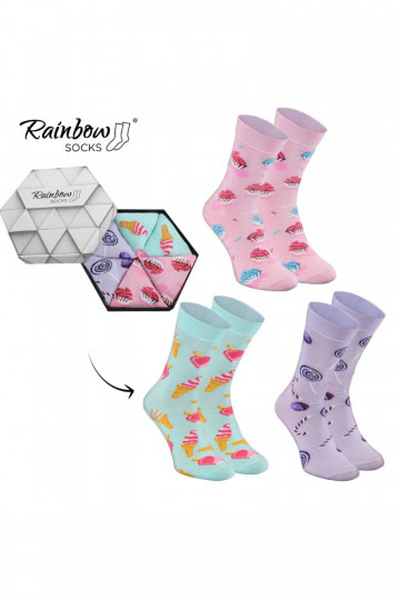 Rainbow Socks Sweets In A Box Of 3 Pairs 2