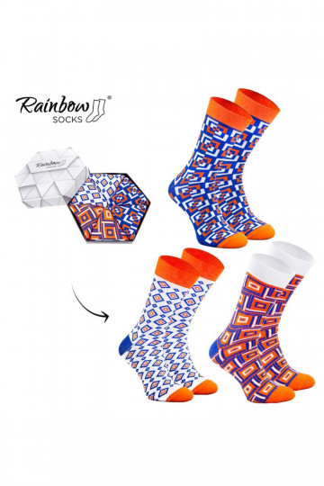 Rainbow Socks In Geometric Patterns Of 3 Pairs 2