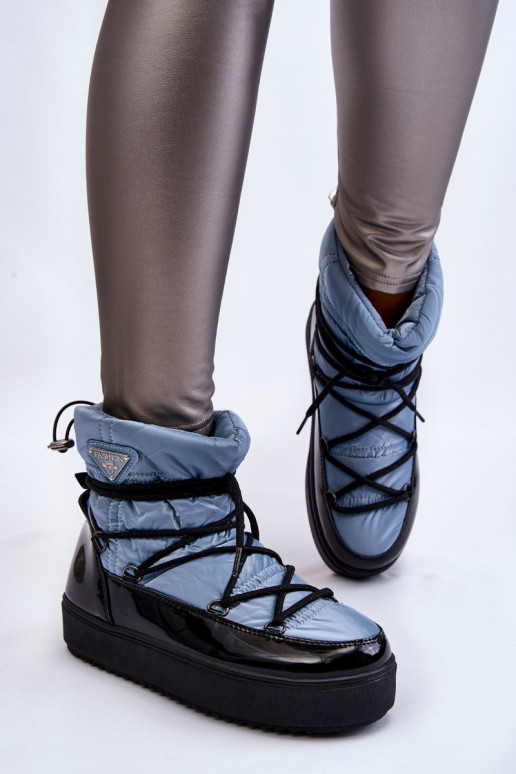 Women's Fashionable Lace-up Snow Boots Blue Carrios Women's Fashionable Lace-up Snow Boots Blue Carrios