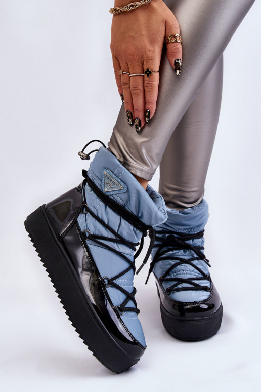 Women's Fashionable Lace-up Snow Boots Blue Carrios Women's Fashionable Lace-up Snow Boots Blue Carrios