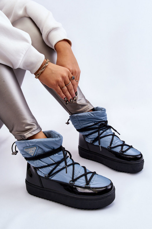 Women's Fashionable Lace-up Snow Boots Blue Carrios Women's Fashionable Lace-up Snow Boots Blue Carrios