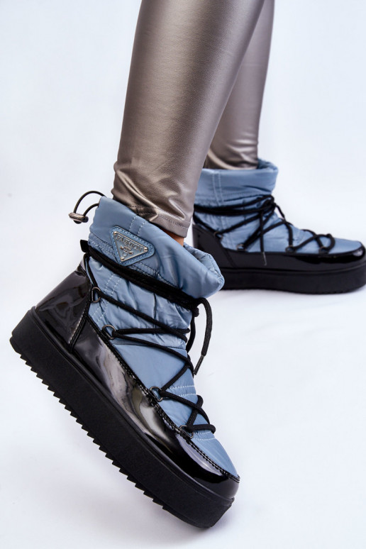 Women's Fashionable Lace-up Snow Boots Blue Carrios Women's Fashionable Lace-up Snow Boots Blue Carrios