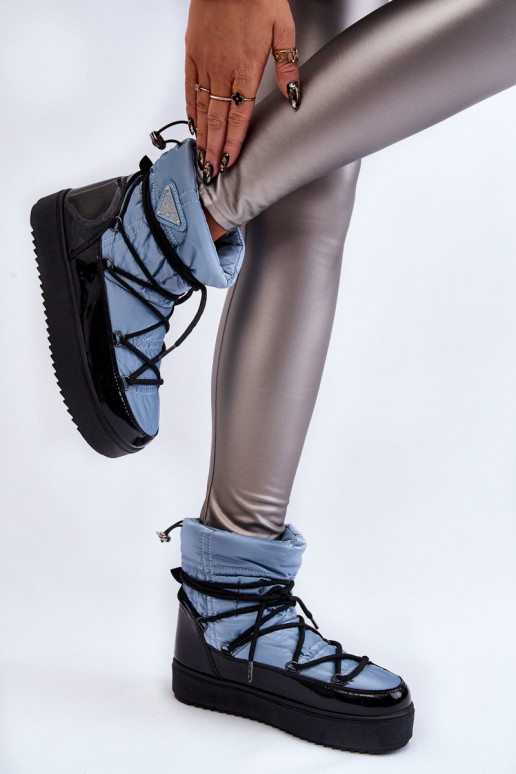 Women's Fashionable Lace-up Snow Boots Blue Carrios Women's Fashionable Lace-up Snow Boots Blue Carrios