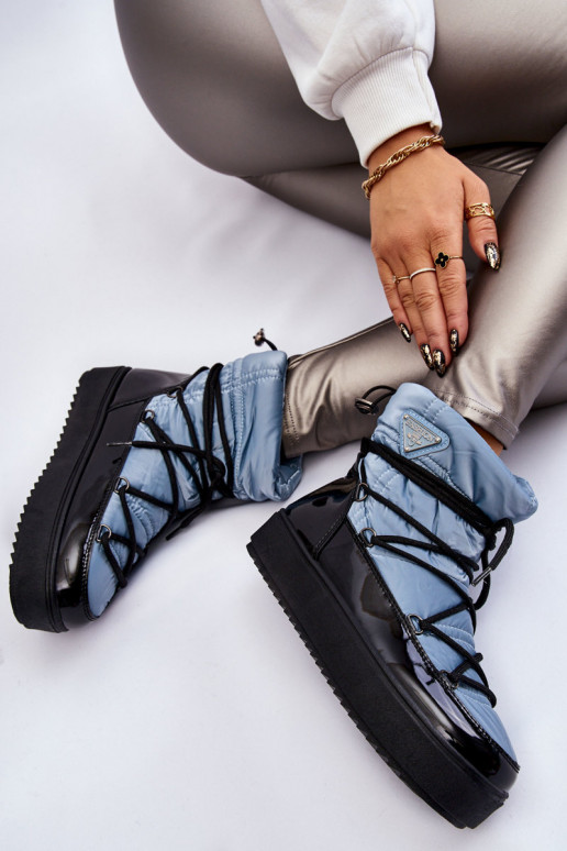 Women's Fashionable Lace-up Snow Boots Blue Carrios Women's Fashionable Lace-up Snow Boots Blue Carrios