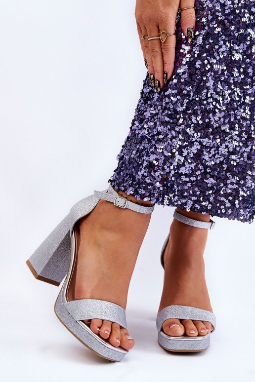 Shiny Sandals On A Massive Heel Silver Calmi