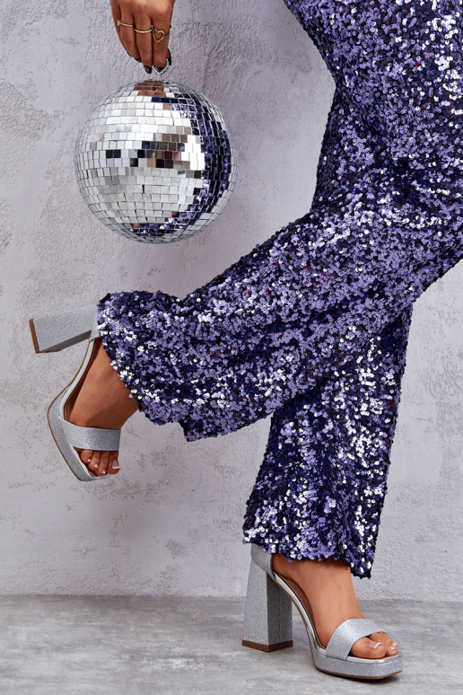 Shiny Sandals On A Massive Heel Silver Calmi