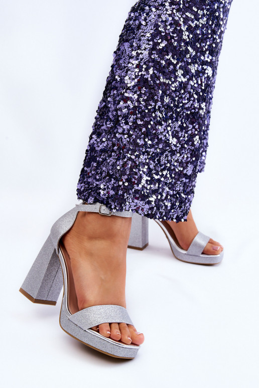 Shiny Sandals On A Massive Heel Silver Calmi