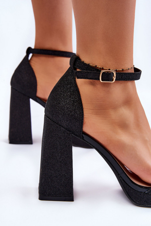 Shiny Sandals On A Massive Heel Black Calmi