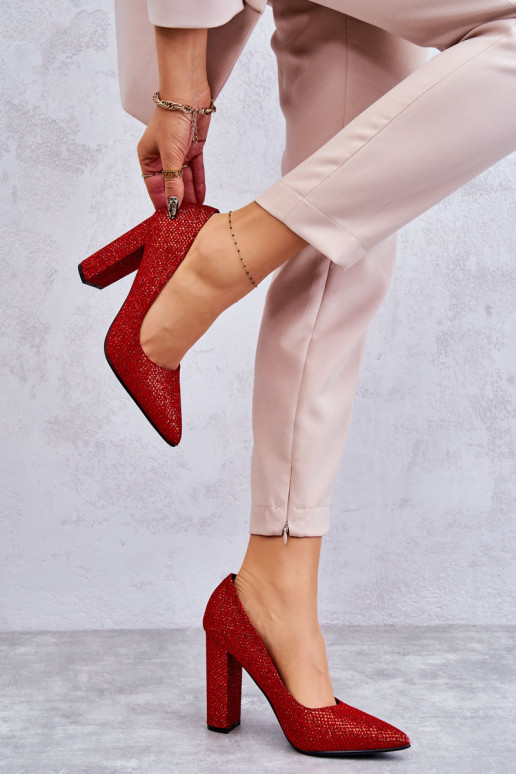 Shiny Pumps On Heel Red Elmira Shiny Pumps On Heel Red Elmira