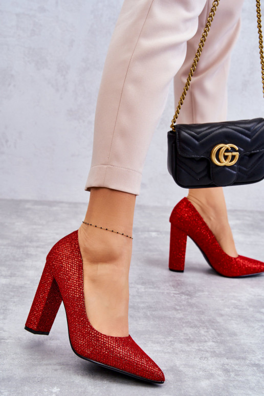 Shiny Pumps On Heel Red Elmira Shiny Pumps On Heel Red Elmira