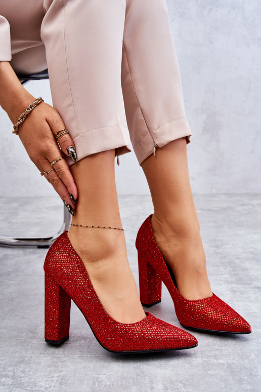 Shiny Pumps On Heel Red Elmira Shiny Pumps On Heel Red Elmira
