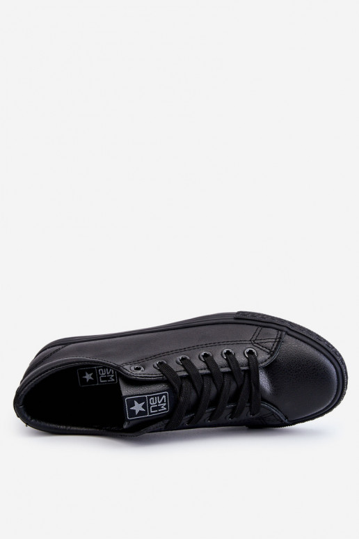 Women's Classic Leather Sneakers Black Misima