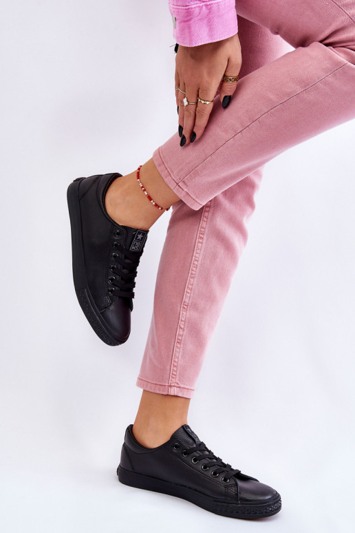 Women's Classic Leather Sneakers Black Misima