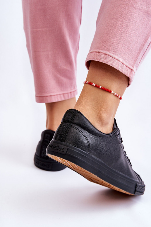 Women's Classic Leather Sneakers Black Misima