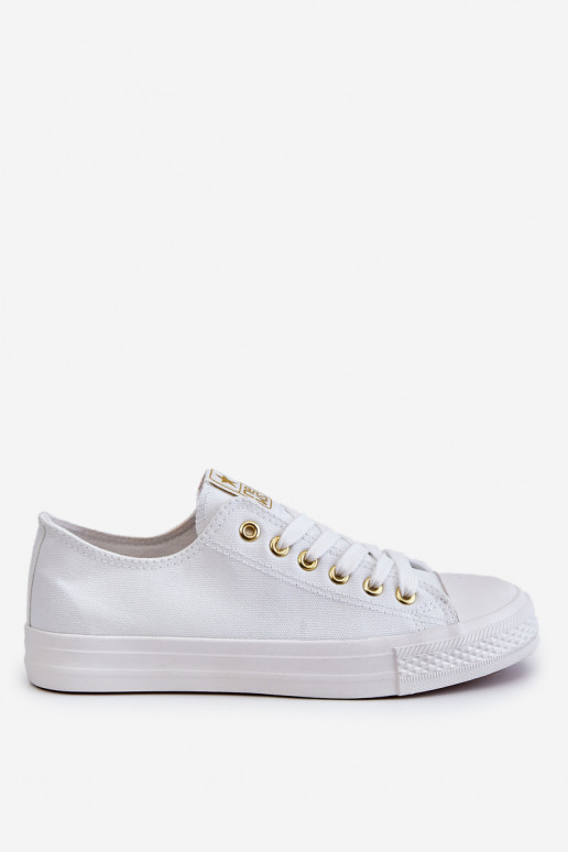 Women's Classic Sneakers White And Gold Ecoma