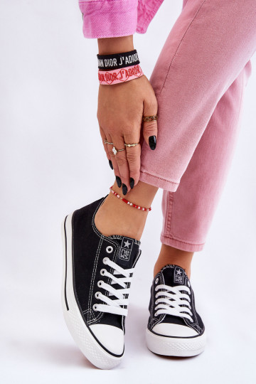 Women's Classic Sneakers Black With White Sole Ecoma 2