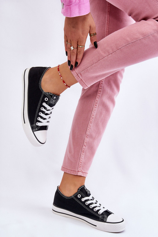 Women's Classic Sneakers Black With White Sole Ecoma