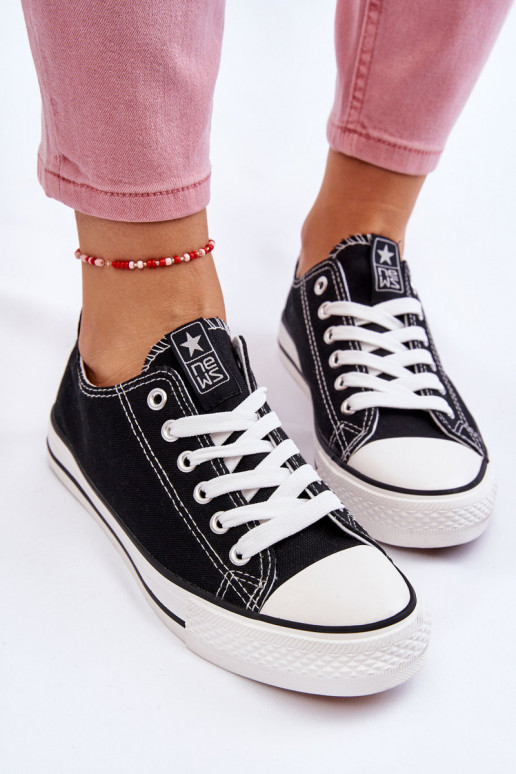 Women's Classic Sneakers Black With White Sole Ecoma
