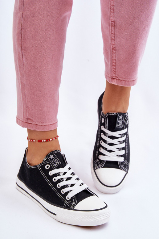 Women's Classic Sneakers Black With White Sole Ecoma