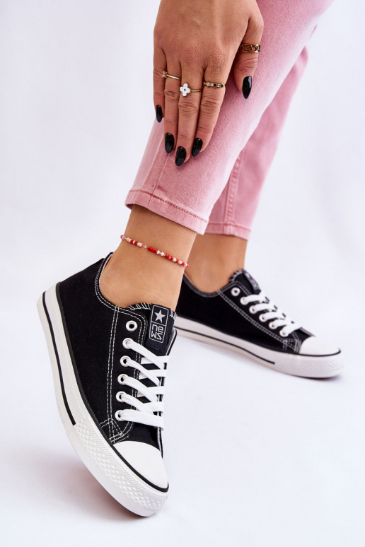 Women's Classic Sneakers Black With White Sole Ecoma