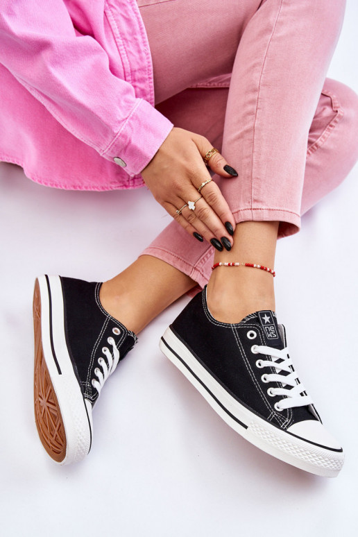 Women's Classic Sneakers Black With White Sole Ecoma
