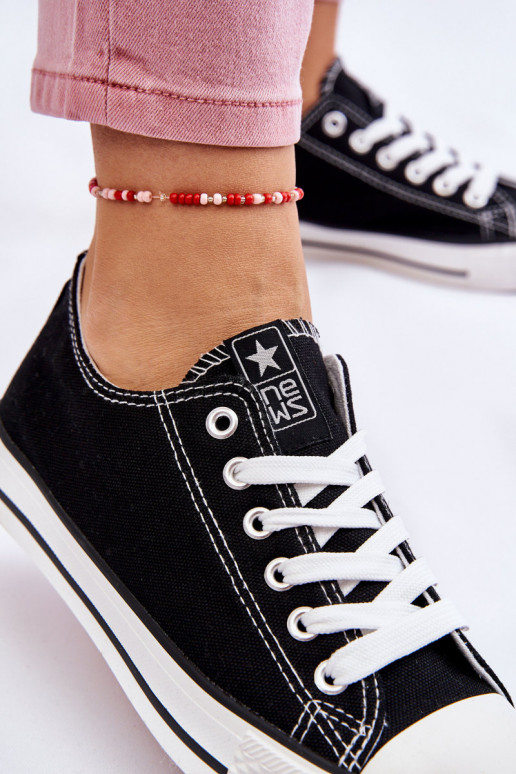 Women's Classic Sneakers Black With White Sole Ecoma