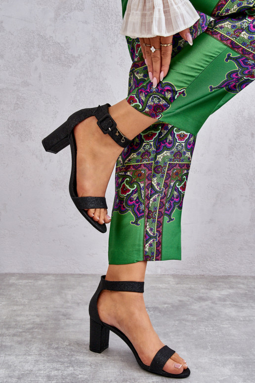 Glossy Heel Sandals Black Maxim Glossy Heel Sandals Black Maxim