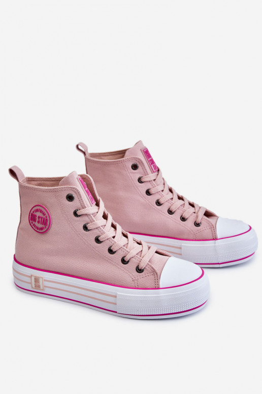 Women's High Textile Platform Sneakers Big Star LL274186 Pink Women's High Textile Platform Sneakers Big Star LL274186 Pink