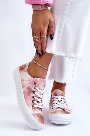 Fashionable Low Sneakers Big Star LL274044 Pink-Beige 2