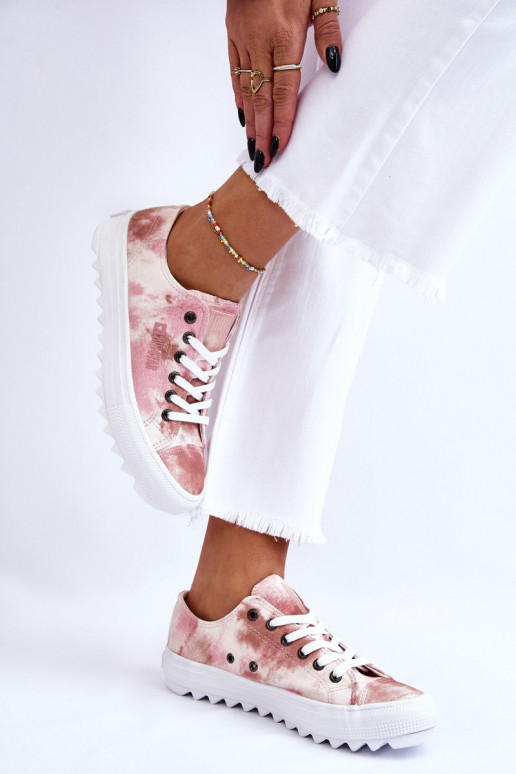 Fashionable Low Sneakers Big Star LL274044 Pink-Beige