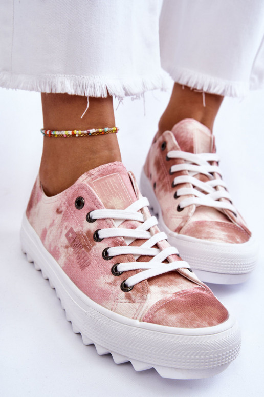 Fashionable Low Sneakers Big Star LL274044 Pink-Beige