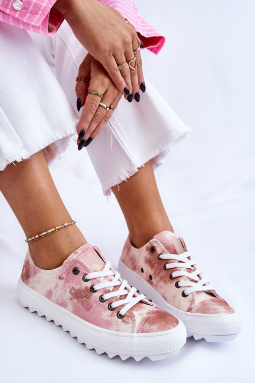 Fashionable Low Sneakers Big Star LL274044 Pink-Beige