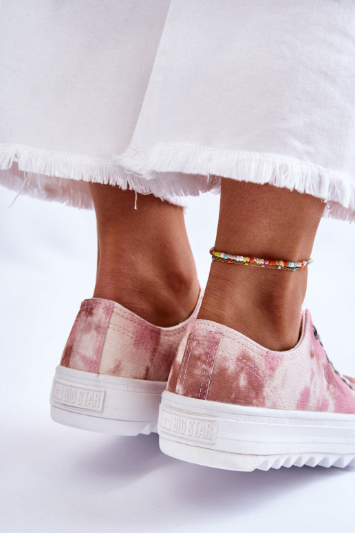 Fashionable Low Sneakers Big Star LL274044 Pink-Beige
