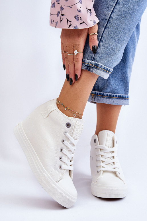 Hidden Wedge High Sneakers Big Star LL274035 White Hidden Wedge High Sneakers Big Star LL274035 White