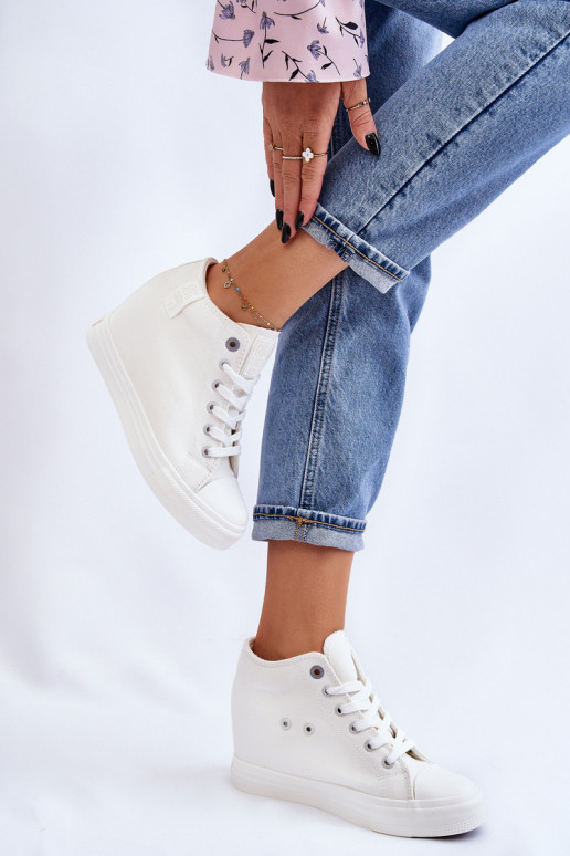 Hidden Wedge High Sneakers Big Star LL274035 White Hidden Wedge High Sneakers Big Star LL274035 White