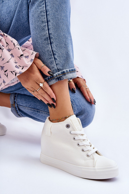 Hidden Wedge High Sneakers Big Star LL274035 White Hidden Wedge High Sneakers Big Star LL274035 White