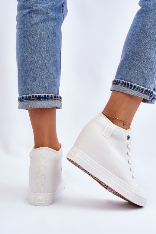 Hidden Wedge High Sneakers Big Star LL274035 White Hidden Wedge High Sneakers Big Star LL274035 White