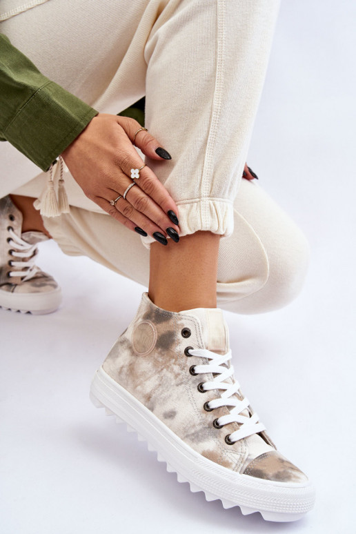 Women's Sneakers High Big Star LL274047 White and green