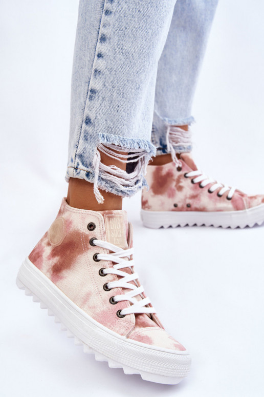 Women's Sneakers High Big Star LL274048 Beige-Pink Women's Sneakers High Big Star LL274048 Beige-Pink