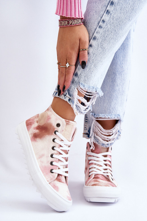 Women's Sneakers High Big Star LL274048 Beige-Pink Women's Sneakers High Big Star LL274048 Beige-Pink