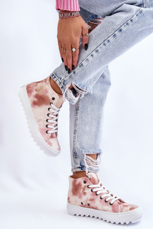 Women's Sneakers High Big Star LL274048 Beige-Pink Women's Sneakers High Big Star LL274048 Beige-Pink