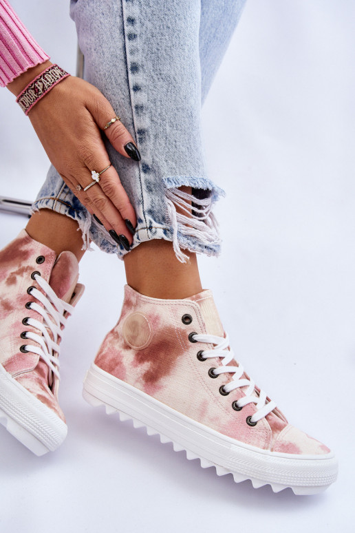 Women's Sneakers High Big Star LL274048 Beige-Pink Women's Sneakers High Big Star LL274048 Beige-Pink