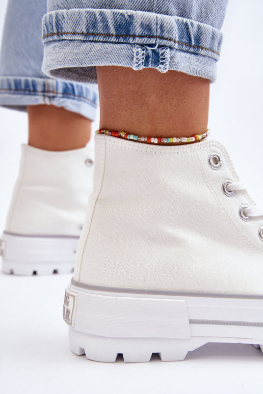 High Fabric Platform Sneakers Big Star LL274156 White High Fabric Platform Sneakers Big Star LL274156 White