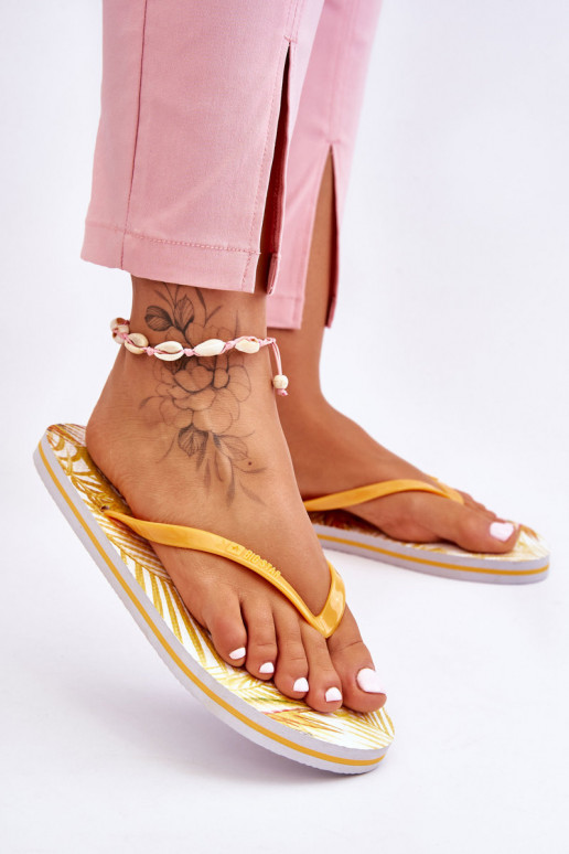 Women's Fashionable Flip Flops Big Star LL274819 Yellow Women's Fashionable Flip Flops Big Star LL274819 Yellow