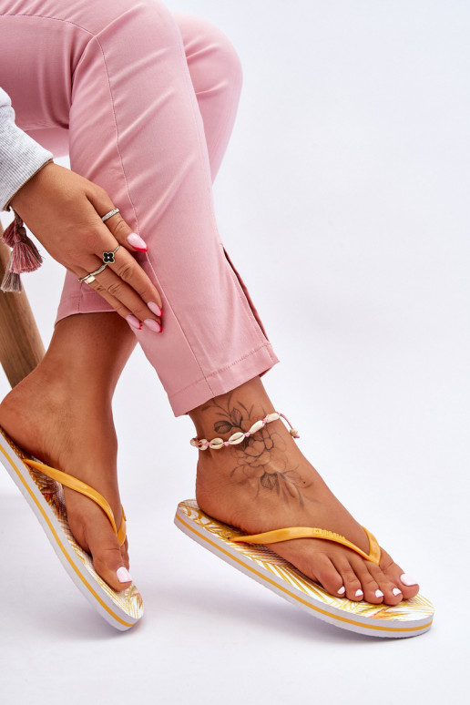 Women's Fashionable Flip Flops Big Star LL274819 Yellow Women's Fashionable Flip Flops Big Star LL274819 Yellow