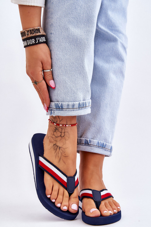 Women's Big Star Platform Flip Flops LL274779 Navy Blue Women's Big Star Platform Flip Flops LL274779 Navy Blue