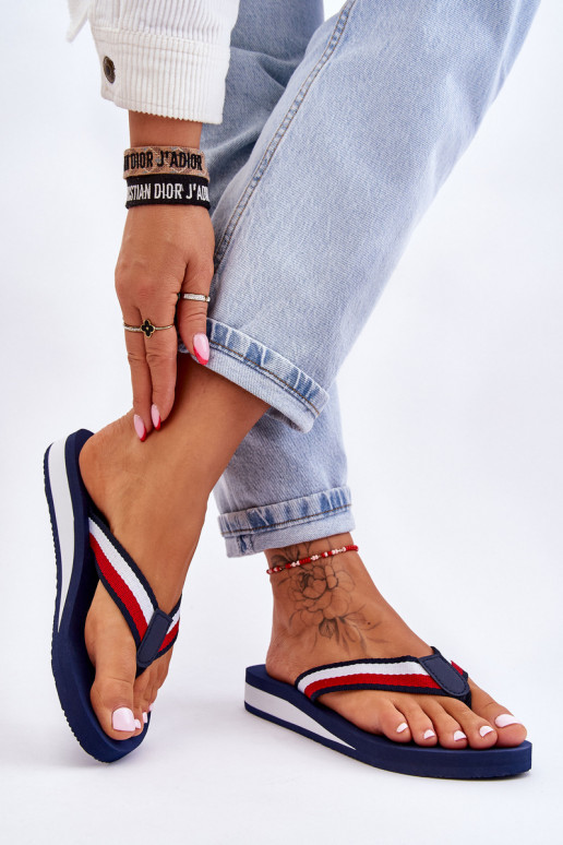 Women's Big Star Platform Flip Flops LL274779 Navy Blue Women's Big Star Platform Flip Flops LL274779 Navy Blue