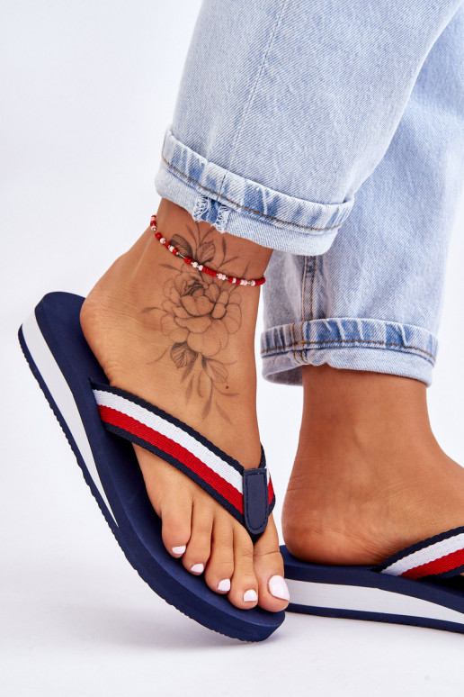 Women's Big Star Platform Flip Flops LL274779 Navy Blue Women's Big Star Platform Flip Flops LL274779 Navy Blue